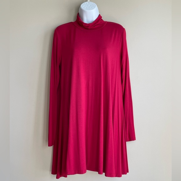 New Loose Turtleneck A-line Trapeze Tent Dress - Picture 2 of 5